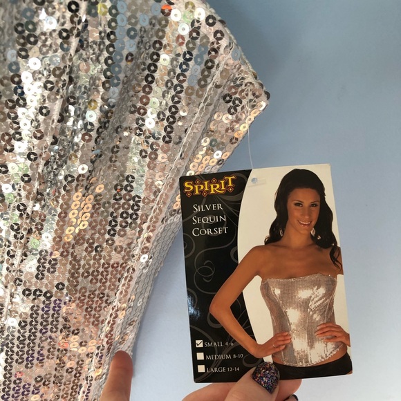 SOLD ON 🖤❤️ NWT Silver Sequin Bustier Corset - Picture 10 of 11